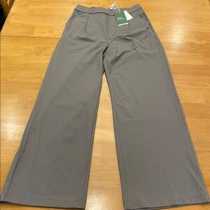 NWT Halara Flex Gray Wide-Leg High Waisted Pockets Work Pants Size Small NEW